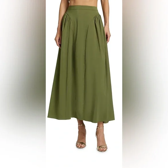 Seraphine Satin Maxi Skirt & Top - MossAZEEZA
